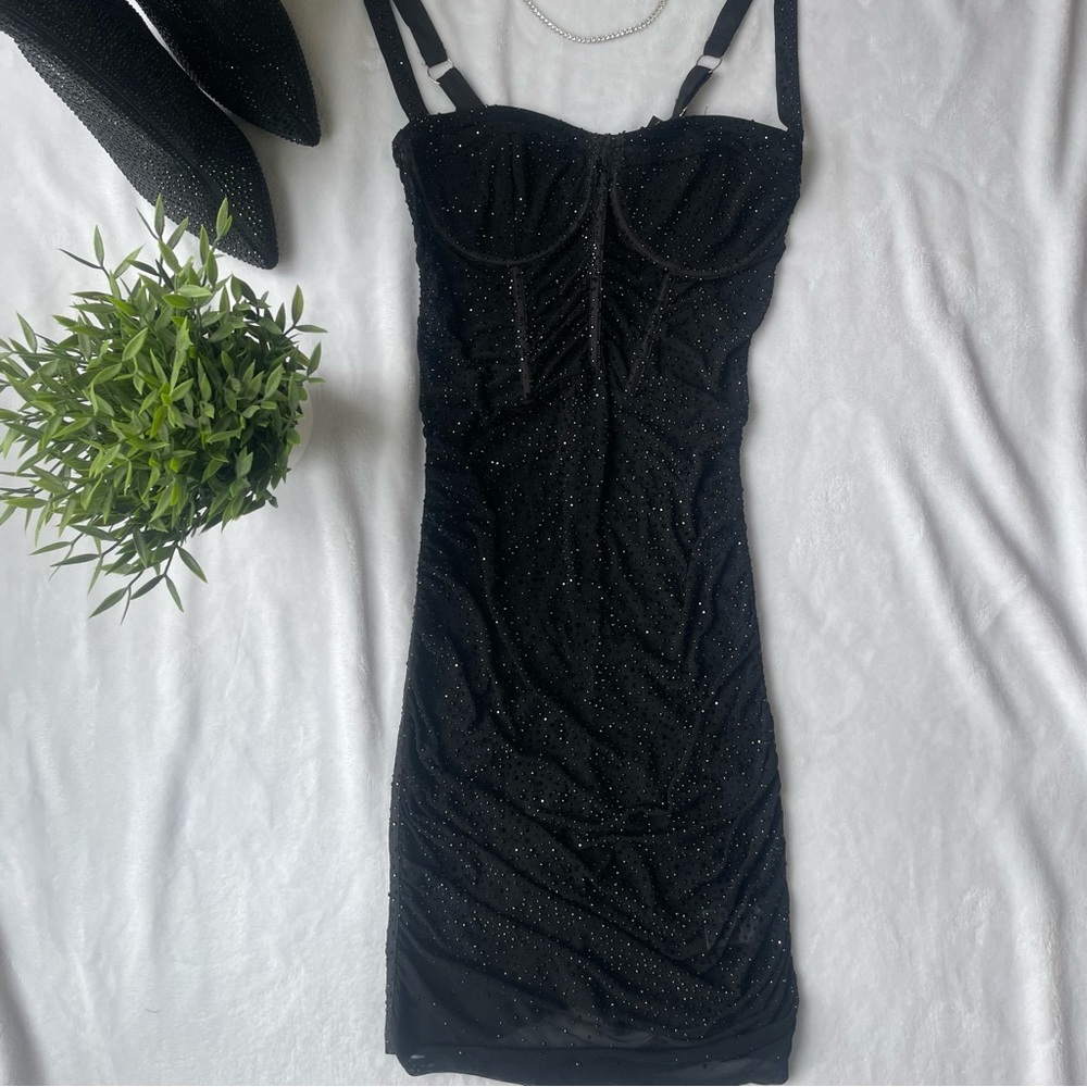Fashion Nova Rhinestone Mesh Dress